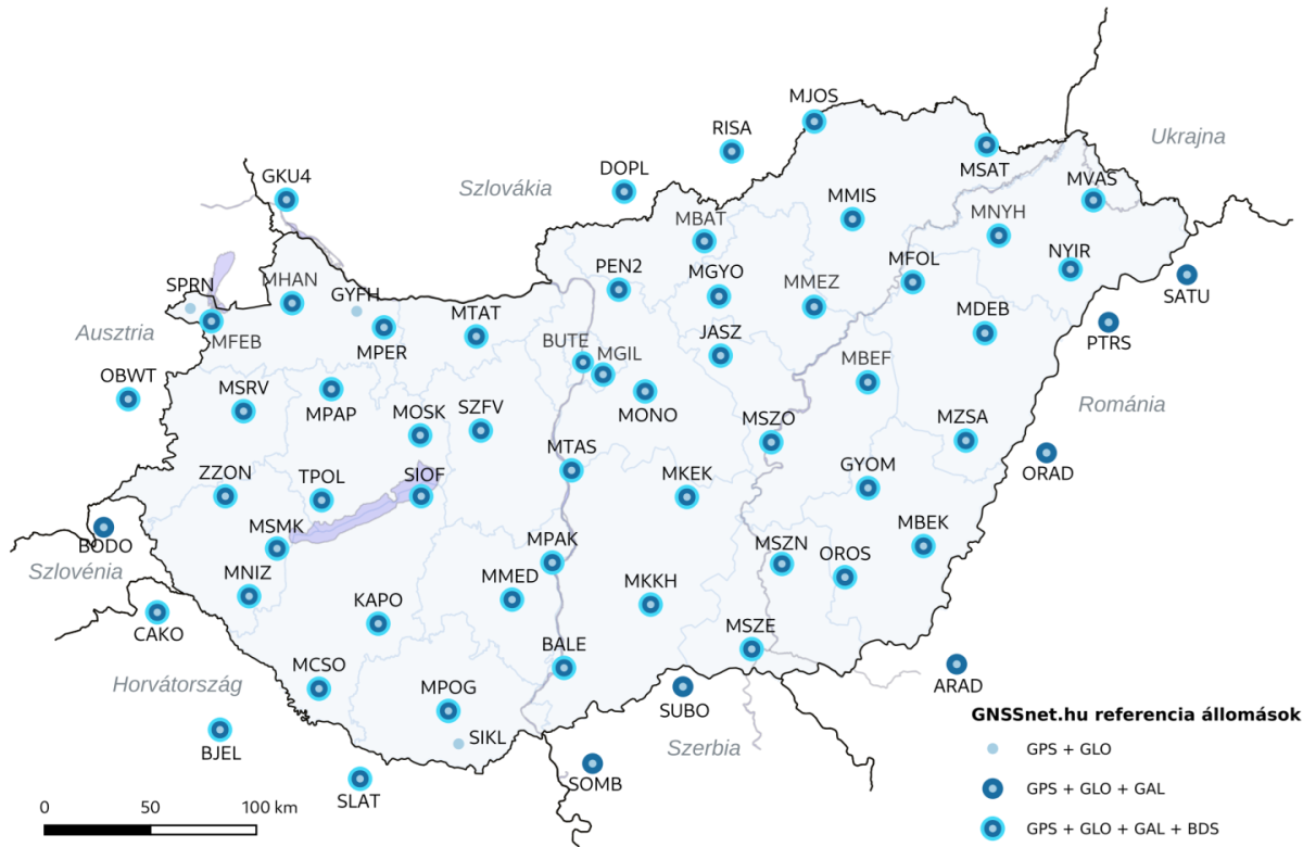 térkép a gnssnet referencia állomásairól